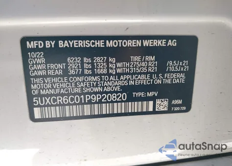 2023 BMW X5 xDrive40I z USA, uszkodzony, nr VIN 5UXCR6C01P9P20820